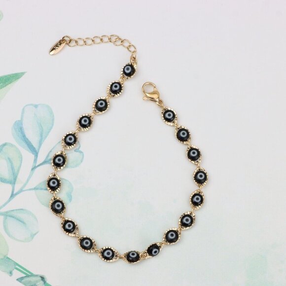 "Evil Eye Rose Gold Bracelet with Adjustable Chain - Elegant Design, XPBL0822 - Picture 4 of 12